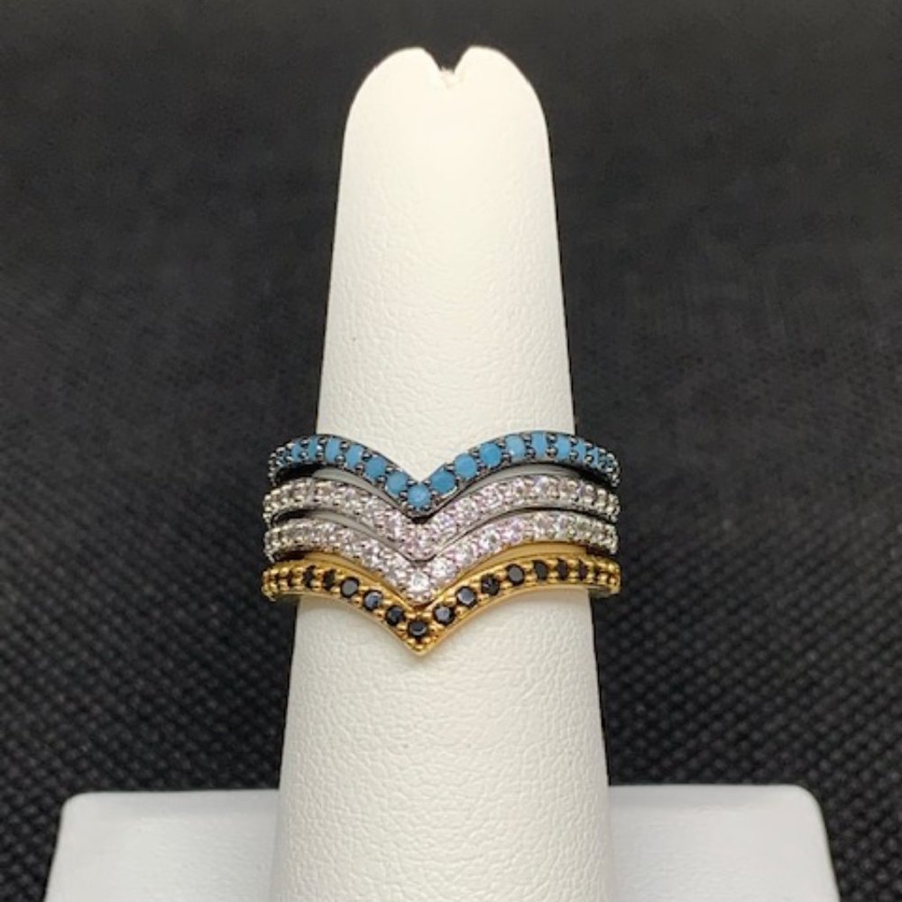 RS Covenant #6088 Rhodium Plated Sparkling Multi Color Cubic Zirconia Ring